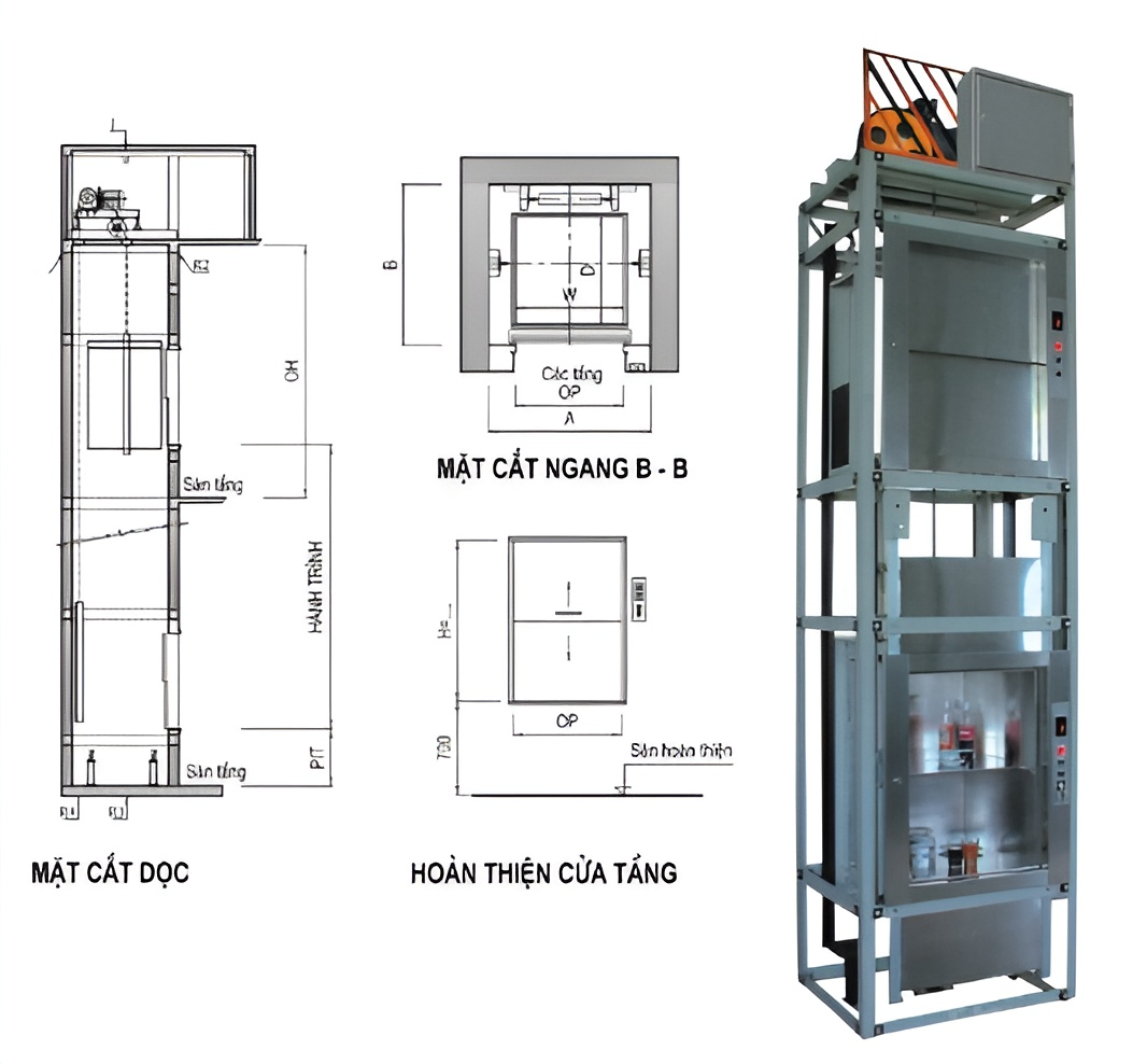 Cung cấp lắp đặt thang máy tải thức ăn tại Hà Nội