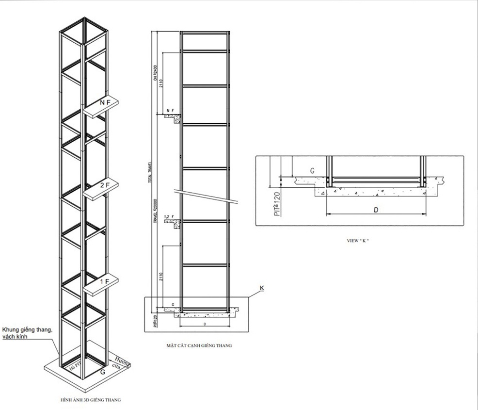 Các loại thang máy gia đình không cần hố pit